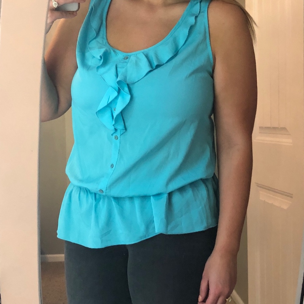 Cato Turquoise Peplum Top Sz L